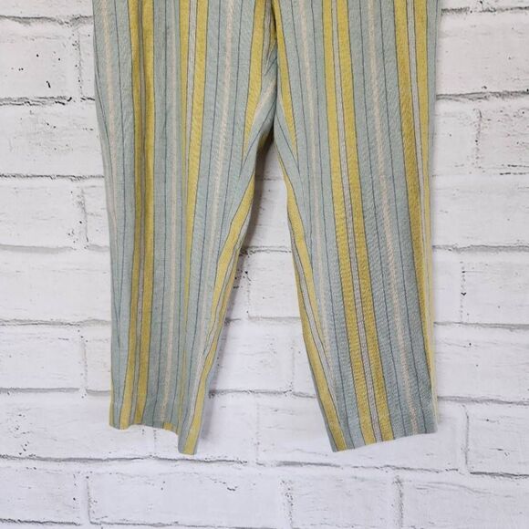 Soft Surroundings Women's Multicolor Stripe Linen Blend Crop Pants Wide Leg 10 - Picture 4 of 14